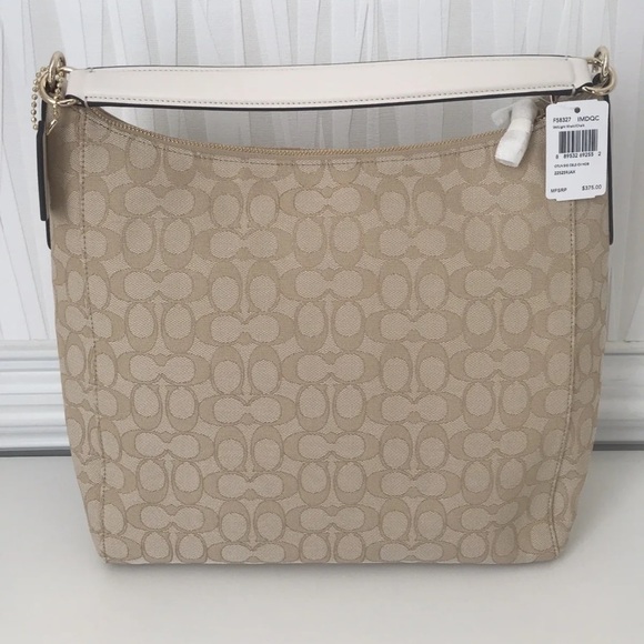 NWT COACH SIGNATURE CELESTE CONVERTIBLE HOBO F58327 CHALK - Picture 6 of 11
